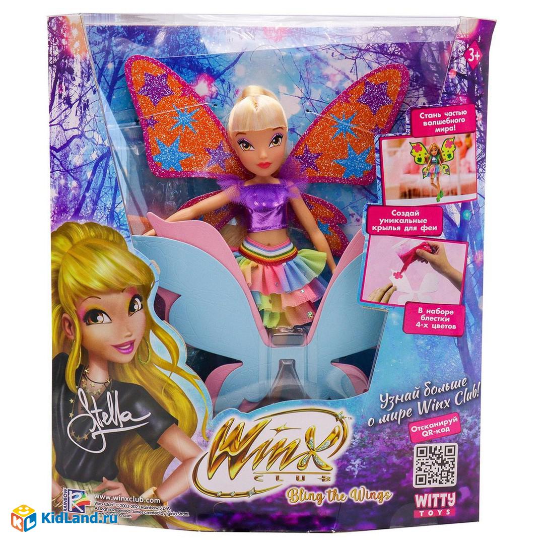 Кукла Winx Club Bling the Wings Стелла с крыльями и глиттером, 24 см |  Интернет-магазин детских игрушек KidLand.ru