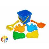 Набор N289: ведро-крепость большое, совок N8, грабельки N8, формочки (2 ладошки + 2 ножки)