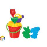 Набор №163 Ведро-цветок большое, ситечко-цветок большое, лопатка №5, грабли №5, 2 формочки (белка