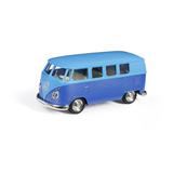 Машина металлическая RMZ City 1:32 Автобус инерционный Volkswagen Type 2 (T1) Transporter, цвет матовый голубой с синим, 16,5*7,5*7 см