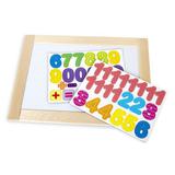 Доска двухсторонняя, обучающая, магнитно-маркерно-меловая "Веселые цифры", 36,5см х 26,5см, магнитные цифры и знаки, 45 шт, неокрашенные