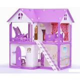 Домик для кукол "Коттедж Светлана " бело-сиреневый (с мебелью)