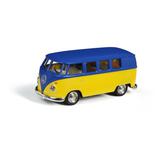 Машина металлическая RMZ City 1:32 Автобус инерционный Volkswagen Type 2 (T1) Transporter, цвет матовый синий с желтым, 16,5*7,5*7 см