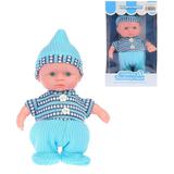 Кукла 20 см в синем костюмчике, ходит, повторяет фразы, бат.AAA*3шт. в компл.не вх., кор.
