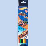 Карандаши цветные пластиковые 6 цветов "Hot Wheels", длинна 177 мм, в картонной упаковке с европодвесом