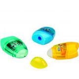 Точилка пластиковая в дисплее, корпус ассорти