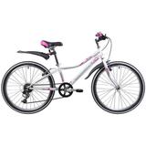 Велосипед NOVATRACK 24" ALICE, сталь.рама 12", белый, 6-скор, TY21/TS38/SG-6SI, V-brake