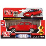 Машина металл LADA 110 12см, инерц, открыв двери, красная в русс кор Технопарк в кор