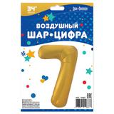 Воздушный шар (34""86 см) Цифра, 7, Золото, 1 шт