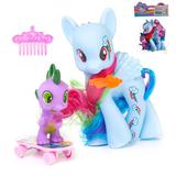 Пони с малышом дракончиком, скейтом и аксессуарами