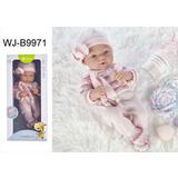 Пупс JUNFA Pure Baby 35см в розовом комбинезоне, шапочке с шарфом, в коробке, с аксессуарами