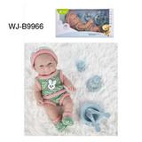 Пупс JUNFA Pure Baby 30см в зеленых кофточке, шортиках, шапочке и носочках, с аксессуарами