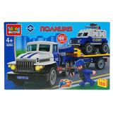 Конструктор "Город мастеров" полицейский урал перевозчик с джипом, 180дет. в русс. кор. 