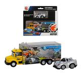 Автовоз мет., с запуском мини машины, желт.