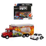 Автовоз мет., с запуском мини машины, красн.