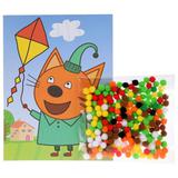 Набор д/тв-ва MultiArtАппликация из помпонов (17х23см) Три кота Компот в пак. 