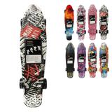 Скейтборд пласт 56.5х14.5 см, PU колеса со   светом ,4 цвета микс , c алюминием креплениям, асс..