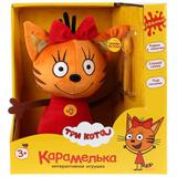 Игрушка мягкая ТРИ КОТА Карамелька, 20см, муз. чип, с ложечкой Мульти-пульти 