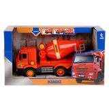 МАШИНА "ТЕХНОПАРК" ПЛАСТ. ИНЕРЦ. КАМАЗ БЕТОНОМЕШАЛКА 25СМ, СВЕТ+ЗВУК, ОТКРЫВ. ДВЕРИ 