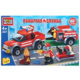 Конструктор "Город мастеров" пожарная машина с прицепом, с фигуркой, 157дет. 