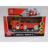 Машина металл УРАЛ NEXT ПОЖАРНАЯ АЦ 16 см, двери, инерц, красн, кор. Технопарк