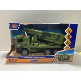 Машина пластик свет-звук KAMAZ РАКЕТНИЦА 25 см, двери, инер, камуф, кор. Технопарк
