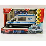 Машина пластик свет-звук FORD TRANSIT ПОЛИЦИЯ 16 см, двери, 3 кнопки, кор. Технопарк