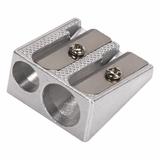 Точилка BRAUBERG "Style", металлическая клиновидная, 2 отверстия, в картонной коробке, 222486