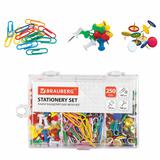 Набор BRAUBERG, скрепки цветные 28 мм100 шт, кнопки канц 100 шт, силовые кнопки 50 шт, 229675