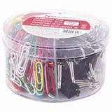 Набор BRAUBERG, зажимы 19 мм15 шт, скрепки 28 мм145 шт и 50 мм50 шт, резинки 40 шт, 223515