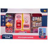 Игрушечная техника ABtoys Помогаю Маме Холодильник с продуктами на батарейках розовый