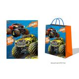 Пакет подарочный глянцевый 26*32*14см ДЖИП с большими колесами ИГРАЕМ ВМЕСТЕ