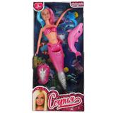 Кукла 29 см София русалка, двухцв вол, пласт хвост, в компл смен топ, дельфин КАРАПУЗ 