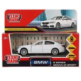 Машина металл BMW 5-ER SEDAN M-SPORT 12 см, двери, багаж, бел, кор. Технопарк 