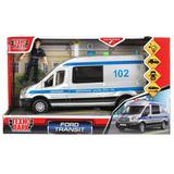 Машина пластик свет-звук FORD TRANSIT ПОЛИЦИЯ 22,5 см, двери, серебр, кор. Технопарк