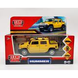 Машина металл HUMMER H2 PICKUP длина 12 см, двер, багаж, инерц, желтый, кор. Технопарк