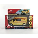 Машина металл RENAULT MASTER РЕАНИМАЦИЯ 14 см, двери, носилки, инерц, кор. Технопарк