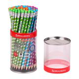 Карандаш чернографитный BRAUBERG "SILVER LINE", 1 шт, HB, с ластиком, корпус ассорти, 181749