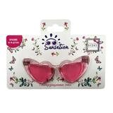 Солнцезащитные очки д.детей Сердечки,оправа прозрачн.розовая с блестками