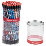 Карандаш чернографитный BRAUBERG "HEARTS", 1 шт, HB, с ластиком, корпус ассорти, 181762