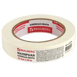 Клейкая лента малярная креппированная 25 мм х 50 м (реальная длина), профессиональная, BRAUBERG, 22