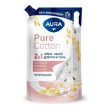 Крем-мыло AURA Pure Cotton Хлопок и овсяное молочко, 2в1 для рук и тела 850мл