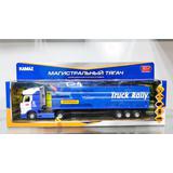 Машина металл свет-звук KAMAZ ТЯГАЧ С ПОЛУПРИЦЕПОМ 37 см, двери, инерц, кор. Технопарк