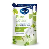 Мыло AURA Pure Cotton Хлопок и луговые травы, 2в1 для рук и тела, жидкое 850мл