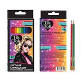 Набор цветных карандашей пластиковых, с ластиком, 12цв TIK TOK GIRL
