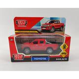 Машина металл TOYOTA HILUX 12 см, двери, багажн, инерц, красный, кор. Технопарк