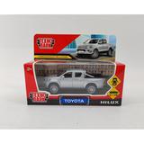 Машина металл TOYOTA HILUX 12 см, двери, багажн, инерц, серебристый, кор. Технопарк