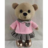 Мягкая игрушка Abtoys Knitted. Мишка вязаный девочка в розовом джемпере 22см