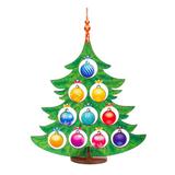 Новый год. Модель из дерева Woodlandtoys Ёлка сборная. Разноцветные шарики