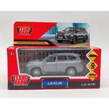 Машина металл LEXUS LX-570 длина 12 см, двери, багаж, инерц, серый, кор. Технопарк